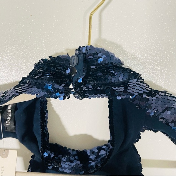 NWT Sabina Musayev Arena Sequin Cutout Mini Dress Blue Size S Party Cocktail - Picture 12 of 14